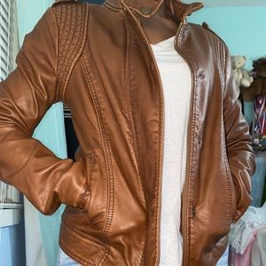 Aeropostale caramel brown faux leather jacket